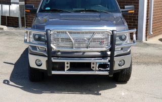 Westin HDX polished stainless steel grille guard on this 2014 Ford F150